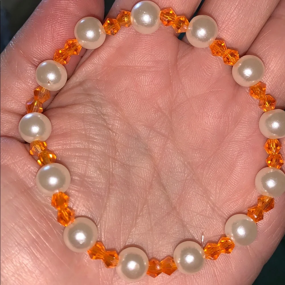 Elegant Pearl and citrine Crystal stretch Bracelet - Picture 5 of 5
